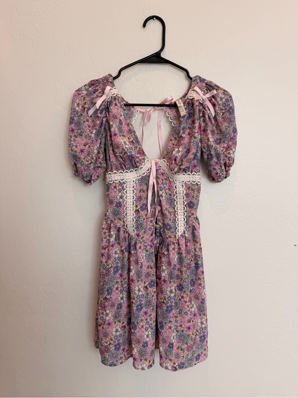 For Love & Lemons Willow Floral Puff Sleeve Mini Dress size XXS